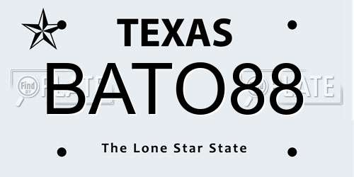 BATO88 Texas License Plate