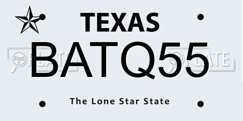 BATQ55 Texas License Plate