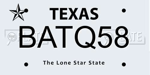 BATQ58 Texas License Plate