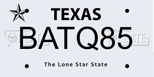 BATQ85 Texas License Plate