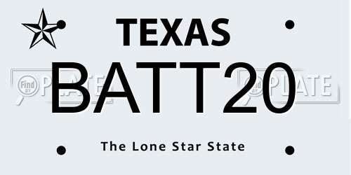 BATT20 Texas License Plate