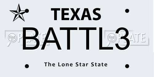 BATTL3 Texas License Plate