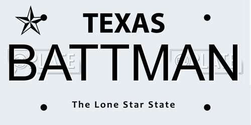 BATTMAN Texas License Plate