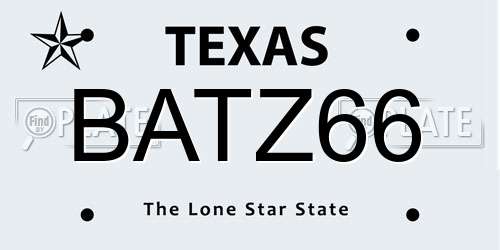 BATZ66 Texas License Plate