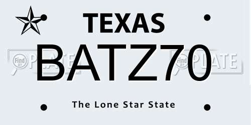 BATZ70 Texas License Plate