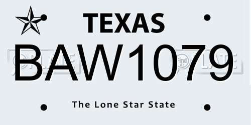BAW1079 Texas License Plate