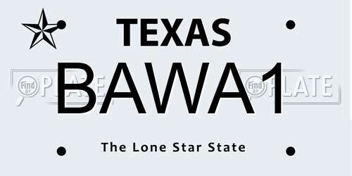 BAWA1 Texas License Plate