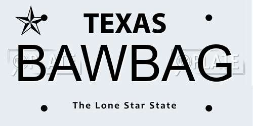 BAWBAG Texas License Plate