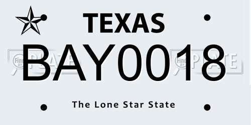 BAY0018 Texas License Plate