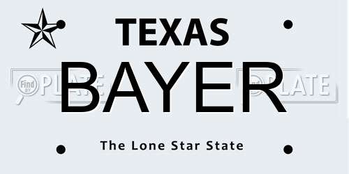 BAYER Texas License Plate