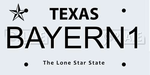 BAYERN1 Texas License Plate