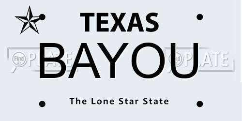 BAYOU Texas License Plate