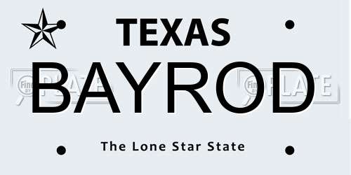 BAYROD Texas License Plate