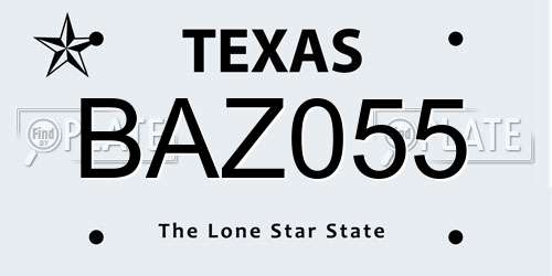 BAZ055 Texas License Plate