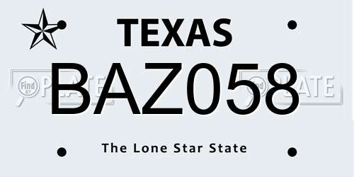 BAZ058 Texas License Plate