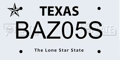 BAZ05S Texas License Plate