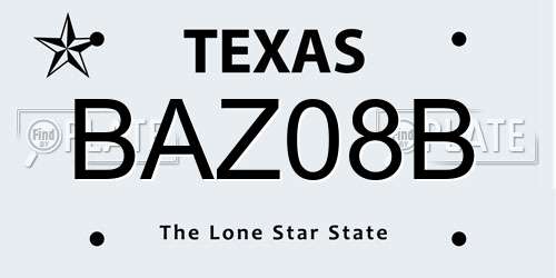 BAZ08B Texas License Plate