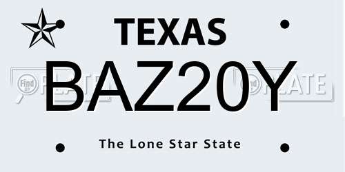 BAZ20Y Texas License Plate