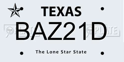 BAZ21D Texas License Plate