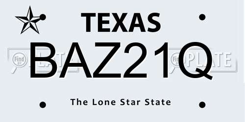 BAZ21Q Texas License Plate