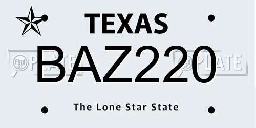 BAZ220 Texas License Plate