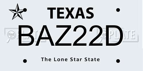 BAZ22D Texas License Plate