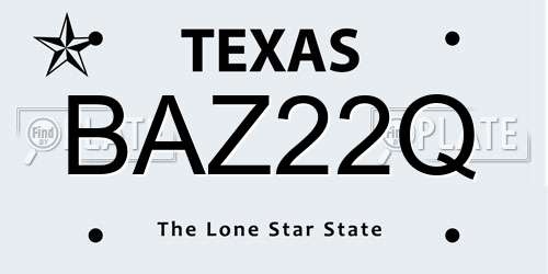 BAZ22Q Texas License Plate