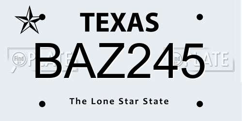BAZ245 Texas License Plate