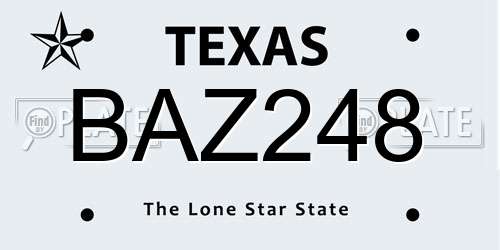 BAZ248 Texas License Plate