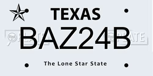 BAZ24B Texas License Plate