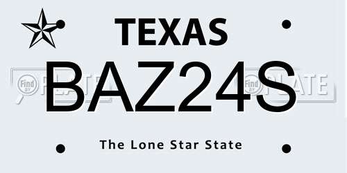 BAZ24S Texas License Plate