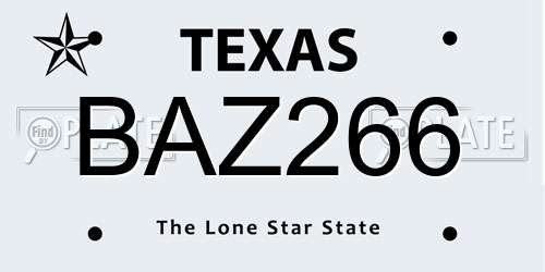 BAZ266 Texas License Plate