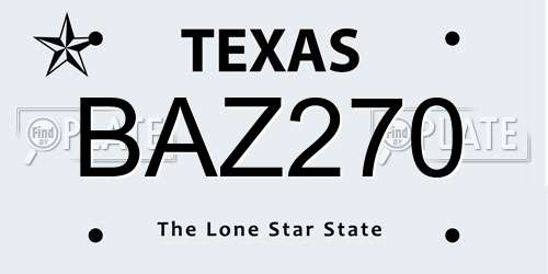 BAZ270 Texas License Plate