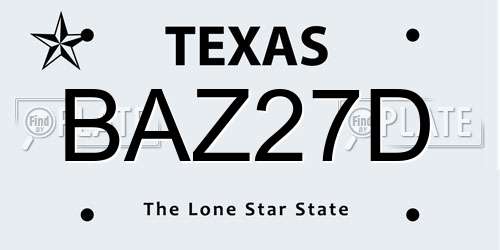 BAZ27D Texas License Plate