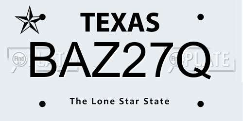 BAZ27Q Texas License Plate
