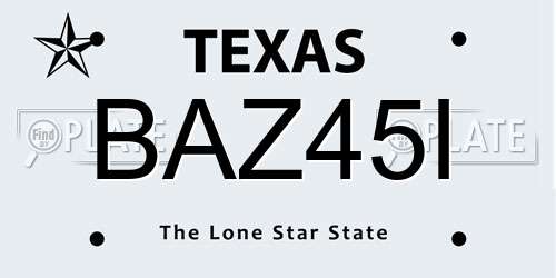BAZ45I Texas License Plate