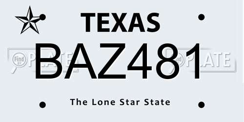 BAZ481 Texas License Plate