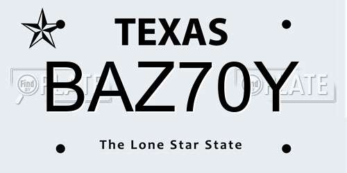 BAZ70Y Texas License Plate