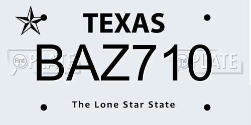 BAZ710 Texas License Plate