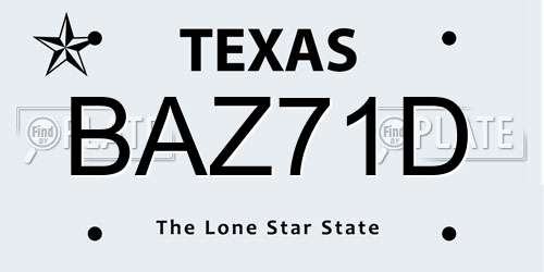BAZ71D Texas License Plate