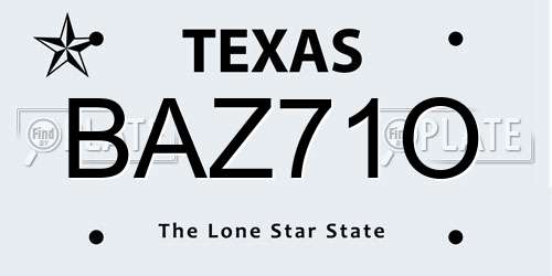 BAZ71O Texas License Plate