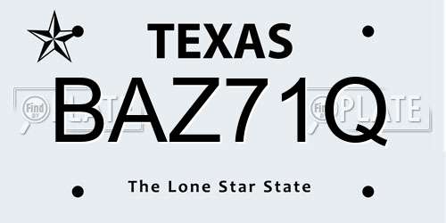 BAZ71Q Texas License Plate
