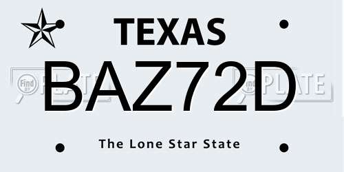 BAZ72D Texas License Plate