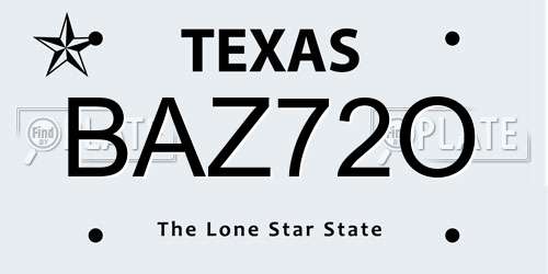 BAZ72O Texas License Plate