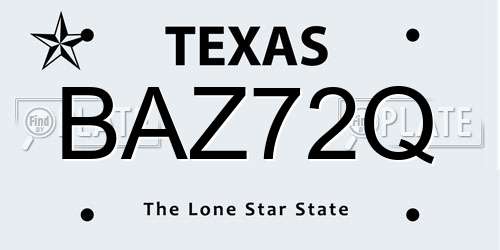 BAZ72Q Texas License Plate