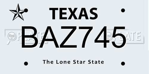BAZ745 Texas License Plate