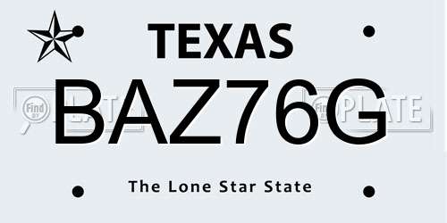 BAZ76G Texas License Plate