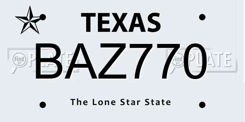 BAZ770 Texas License Plate