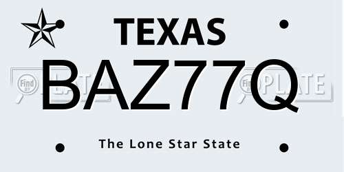 BAZ77Q Texas License Plate
