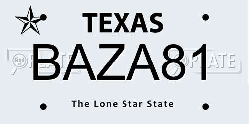 BAZA81 Texas License Plate